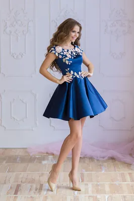 Короткое синее платье фото