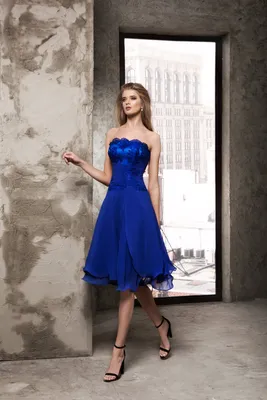 Платье синее мини с украшением WN17-PSM купить в Киеве и Украине | ANUSHKA  by Anna Pavlova