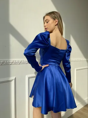 Вечернее синее короткое платье атласное с пышной юбкой: продажа, цена в  Одессе. Женские платья от \"Diva\" - 1692843760
