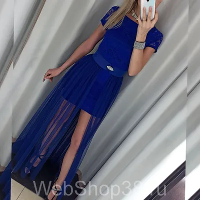 Заказать Синее платье мини асимметричного кроя с длинными рукавами и рюшами  Topshop – цены, описание и характеристики в «CDEK.Shopping»