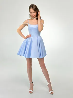 Короткое синее платье (118 фото)