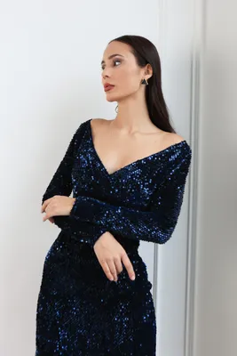 Платье мини женское \"Premium\" синее - Barmariska