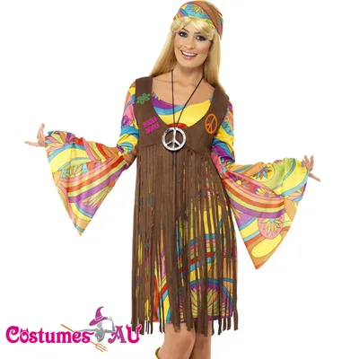 Ladies 1960s Retro Groovy Costume Hippie Hippy Lady 60s 70s Disco Fancy  Dress | eBay