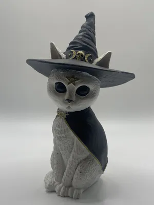Иллюстрация Кот в шляпе ведьмы Хэллоуин в стиле графика |