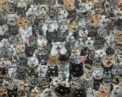 Картина «120 котов (и одна мышка) делают ААААА» | Пикабу