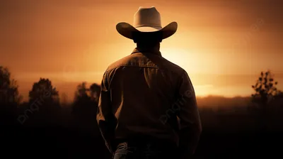 ковбой в шляпе стоит перед закатом на запад, картинки с ковбоем, ковбой,  ковбойская шляпа фон картинки и Фото для бесплатной загрузки