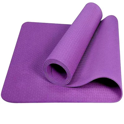 Коврик для йоги и фитнеса 6 мм TPE, фиолетовый купить недорого, цена отзывы  характеристики