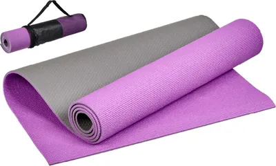 Коврик для йоги и фитнеса, 173*61*0,6 см, двухслойный фиолетовый/серый с  чехлом SF 0690 — купить оптом со склада в Москве на официальном сайте BRADEX
