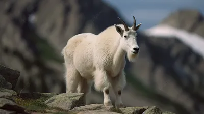 большая белая коза стоит на вершине скалистой горы, картина горного козла  фон картинки и Фото для бесплатной загрузки