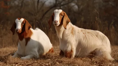 две белые и коричневые козы сидят в открытом поле, картинки бурских коз фон  картинки и Фото для бесплатной загрузки