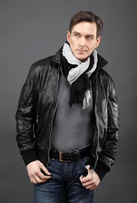 Мужская кожаная куртка в молодежном стиле SIRMIONE/L26 - черный