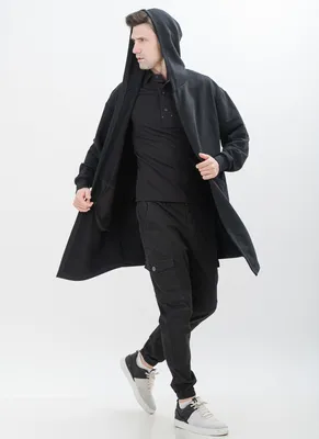 Длинное кожаное пальто пуховик Hooded Super Long Coat