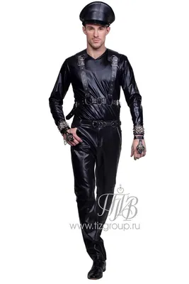 Черный обтягивающий комбинезон из искусственной кожи с застежкой на молнии  арт. 1824222 | интернет-магазин VitoRicci