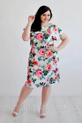 Красивое платье для полных девушек в цветочный принт, размеры 48, 50 от  производителя- 489 ₴