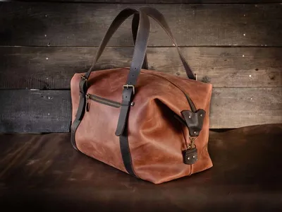 Купить дорожную сумку цвета коньяка из натуральной кожи ручной работы -  аксессуары с доставкой по Москве в интернет магазине Ginzo.ru