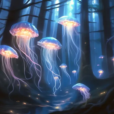 Красивые медузы, Медуза в неоновом свете с рыбами Подводная жизнь в медузах  океана возбуждая и космическая видимость Стоковое Изображение - изображение  насчитывающей сила, продукты: 148361925