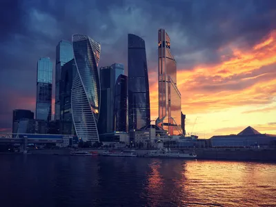 Москва-Сити на закате | Пикабу