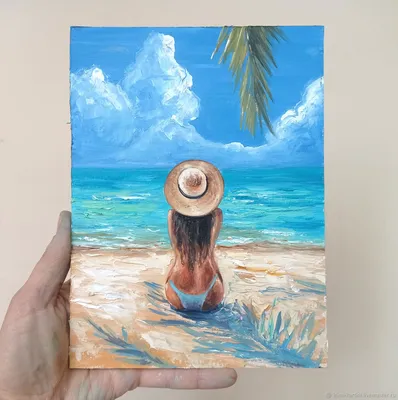 девушка стоит на пляже в шляпе, красивые летние картинки, лето, путешествие  Powerpoint фон картинки и Фото для бесплатной загрузки