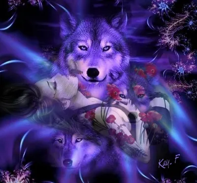 Мультяшные красивые, влюбленные волк …» — создано в Шедевруме