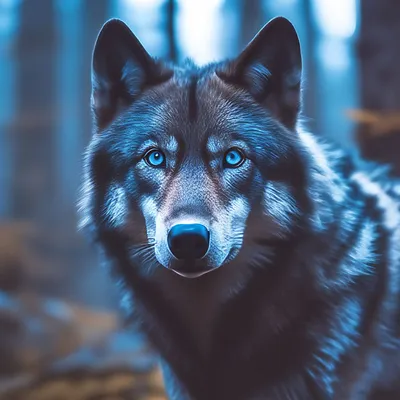 Волк красивый голубые глаза черная …» — создано в Шедевруме