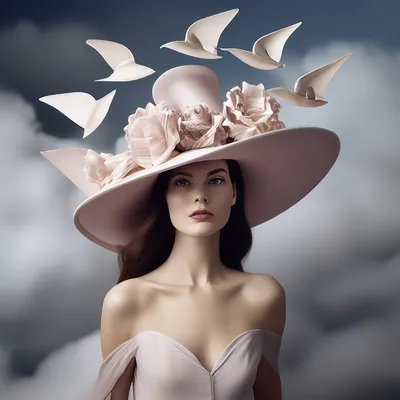 Красивые женские шляпы летают среди …» — создано в Шедевруме