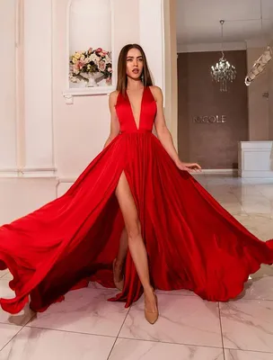 Красное длинное платье фото