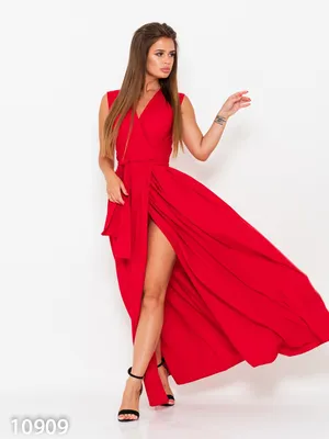 Красное длинное платье-халат на запах 61805 за 530 грн: купить из коллекции  Dazzling look - issaplus.com