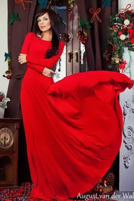 Красное длинное платье с крупным принтом купить, цены на Платья в интернет  магазине женской одежды M-FASHION