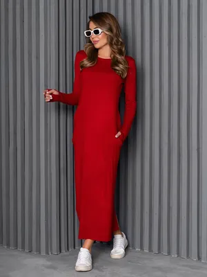 Красное вечернее платье с длинным рукавом и высоким воротом | AliExpress