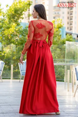 Красное длинное платье с карманами и разрезом 116863 за 409 грн: купить из  коллекции November - issaplus.com