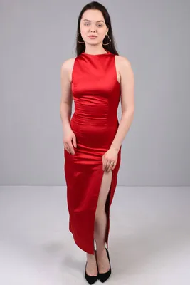Шёлковое красное платье с открытой спиной купить в Москве