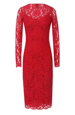 Коктейльное красное кружевное прямое платье миди длины с рукавом в  Хабаровске
