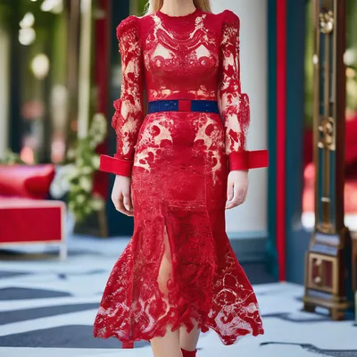 Женская одежда оптом Montella | Красивое красное платье № 3607N