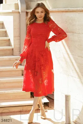 ᐈ Элегантное кружевное платье красное 34821 - купить в интернет магазине  Диада