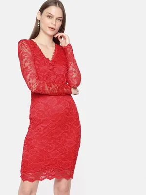 Красное кружевное платье 977 КРАСНЫЙ  Anastasia-anastasia-977-krasnyj-122450700 цена-5106 р. в интернет магазине  beauti-full.ru