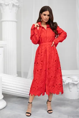 Красное кружевное платье-рубашка купить, цены на Женская одежда и юбки в  интернет магазине женской одежды M-FASHION