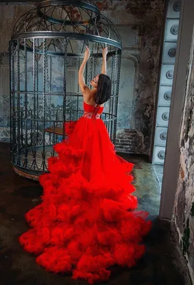 красное шлейфовое платье - Прокат платьев в Нижнем Новгороде Alexia