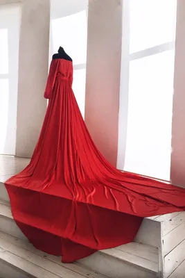 Прокат платья Красное шифоновое со съемным шлейфом для фотосессии и  мероприятия в Новосибирске