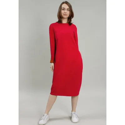Трикотажное платье, взрослое, красное