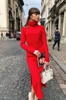 Красное трикотажное платье (арт. 38376) ♡ интернет-магазин Gepur