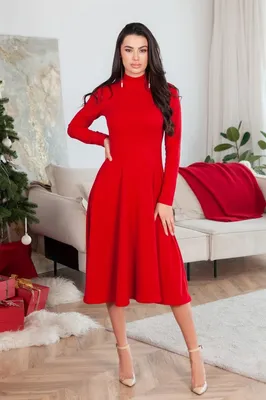 Женское трикотажное платье GkyocQ, Красное трикотажное платье с длинным  рукавом, отложным воротником и поясом, ТРАПЕЦИЕВИДНОЕ вязаное платье,  шикарное платье на новый год | AliExpress