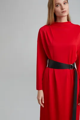 Прямое трикотажное платье красного цвета, купить по цене 16970 рублей в  интернет-магазине M.REASON, 33.8497.T1644.3 SP21