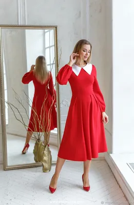 Трикотажное платье красное 23-02-20 SS