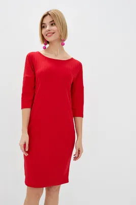 Красное трикотажное платье NONA по фигуре с укороченными рукавами Garne  3039479 купить по цене 259 грн. в интернет-магазине Garne | Все размеры и  цвета. 🚚Доставка по Украине.