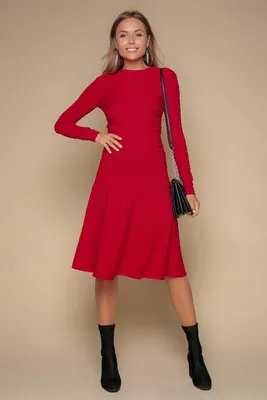 Красное трикотажное платье NONA по фигуре с укороченными рукавами Garne  3039479 купить по цене 259 грн. в интернет-магазине Garne | Все размеры и  цвета. 🚚Доставка по Украине.