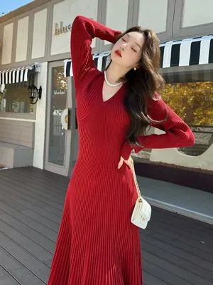Красное трикотажное платье-макси, артикул L3-23-008-300 | Купить в  интернет-магазине Yana в Москве