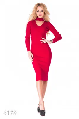 Платье трикотажное Эвет (красное) купить в интернет-магазине