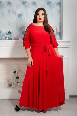 Красное трикотажное платье V-3018-5 - интернет-магазин Maksymiv.com.ua