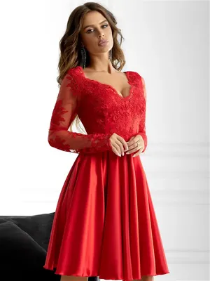 Женское Красное платье с поясом и воланами (размер 42-54) купить в онлайн  магазине - Unimarket