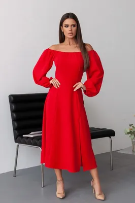 Современное однотонное официальное платье с длинным рукавом, красные  атласные вечерние платья с круглым вырезом, длинное платье-футляр для... /  Для официальных мероприятий